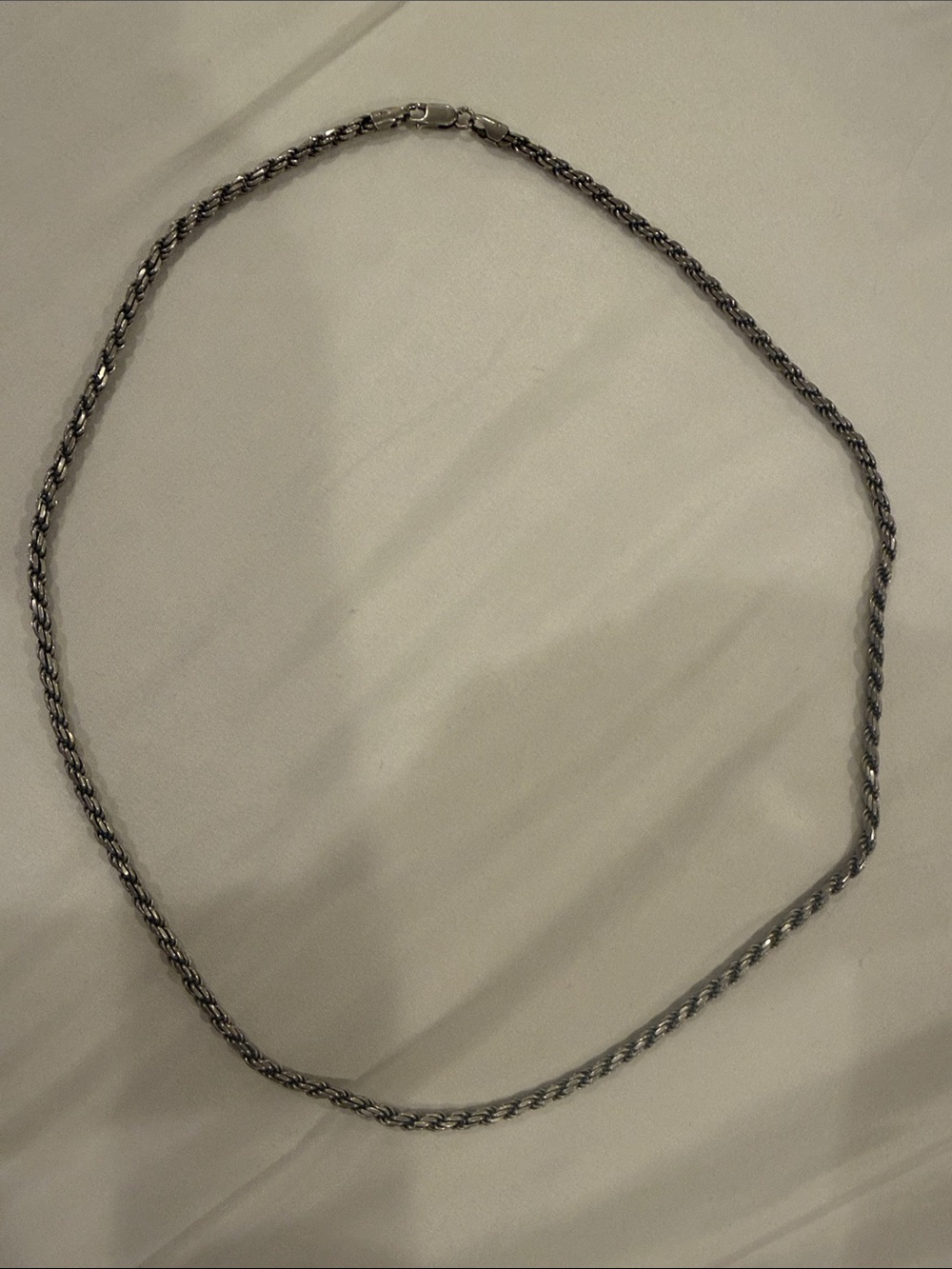 Silver-Tone Rope Chain Necklace 925 Italy size 24